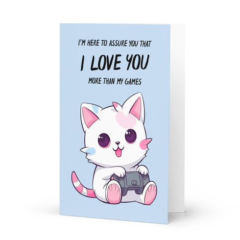 Cute Gamer Cat Valentine's Day Greeting Card